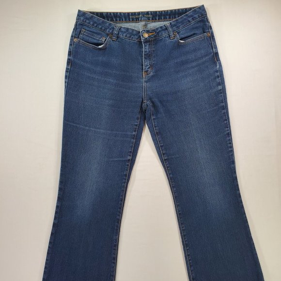 Michael Kors Jeans Women Size 10 Blue Stretch Denim Dark Wash Flare Leg Casual - Picture 5 of 16